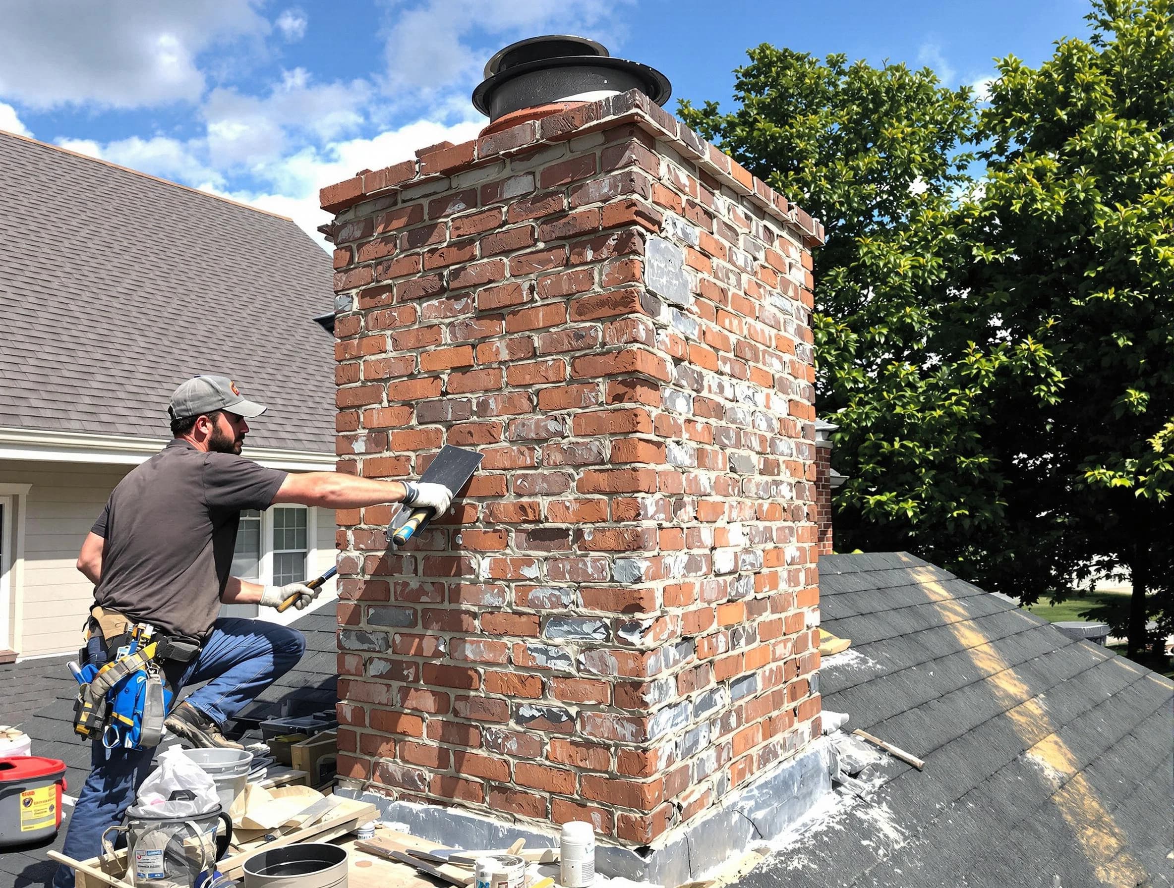 Completed chimney rebuild by Norman Chimney Sweep in Norman, OK