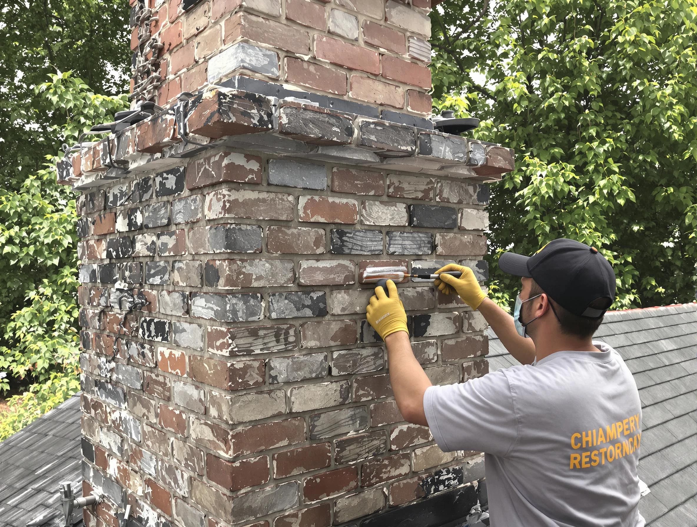 In-progress chimney restoration by Norman Chimney Sweep in Norman, OK