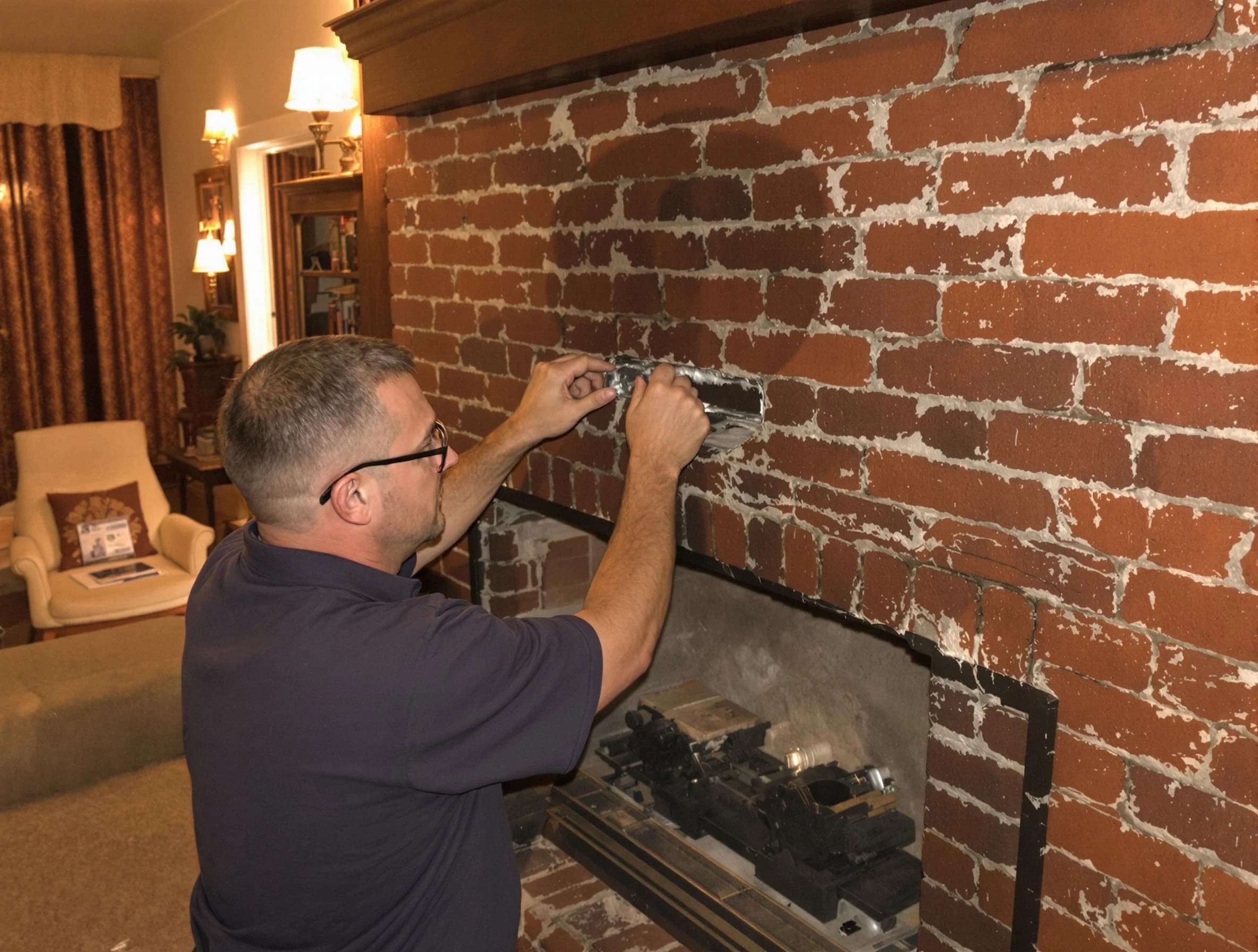 Norman Chimney Sweep expert fixing a fireplace in Norman, OK