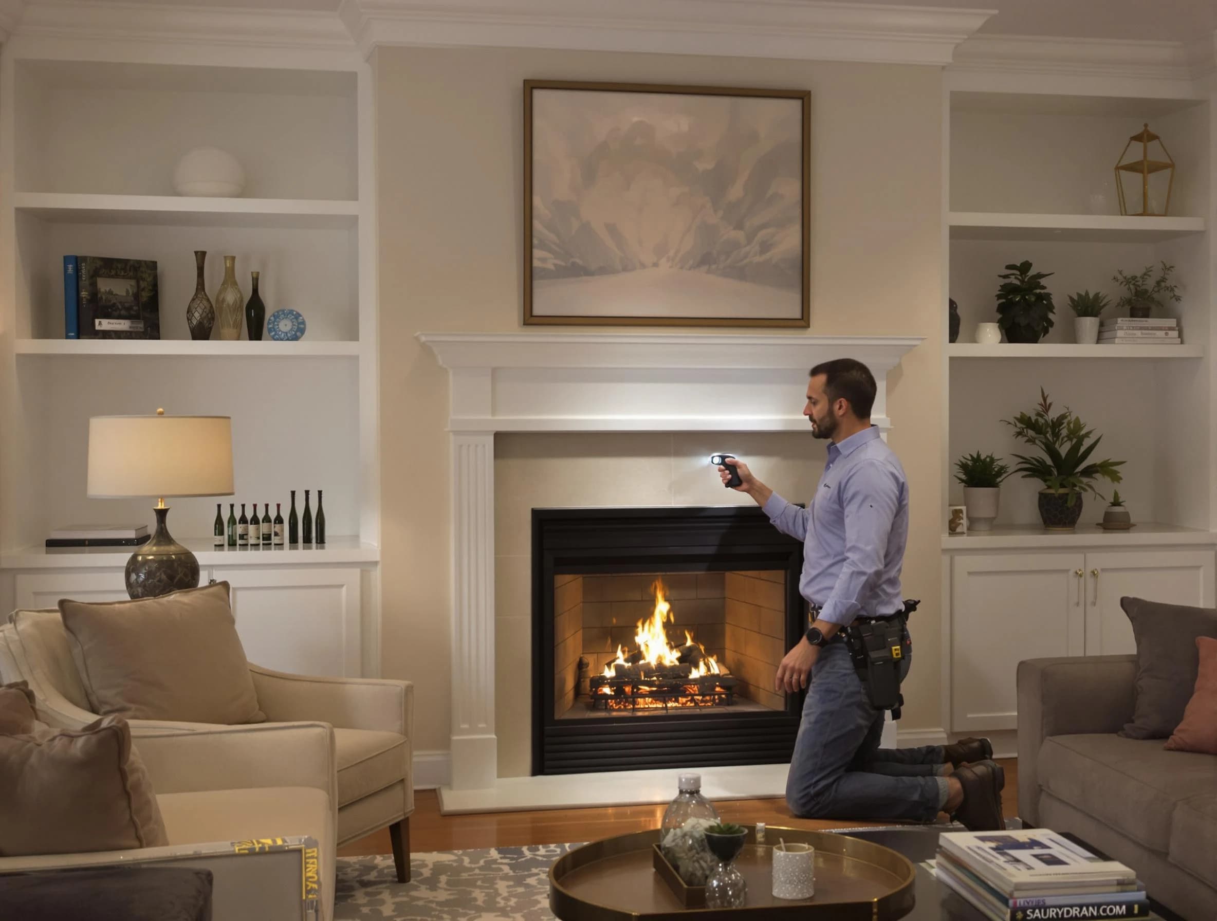 Norman Chimney Sweep conducting a fireplace safety inspection in Norman, OK