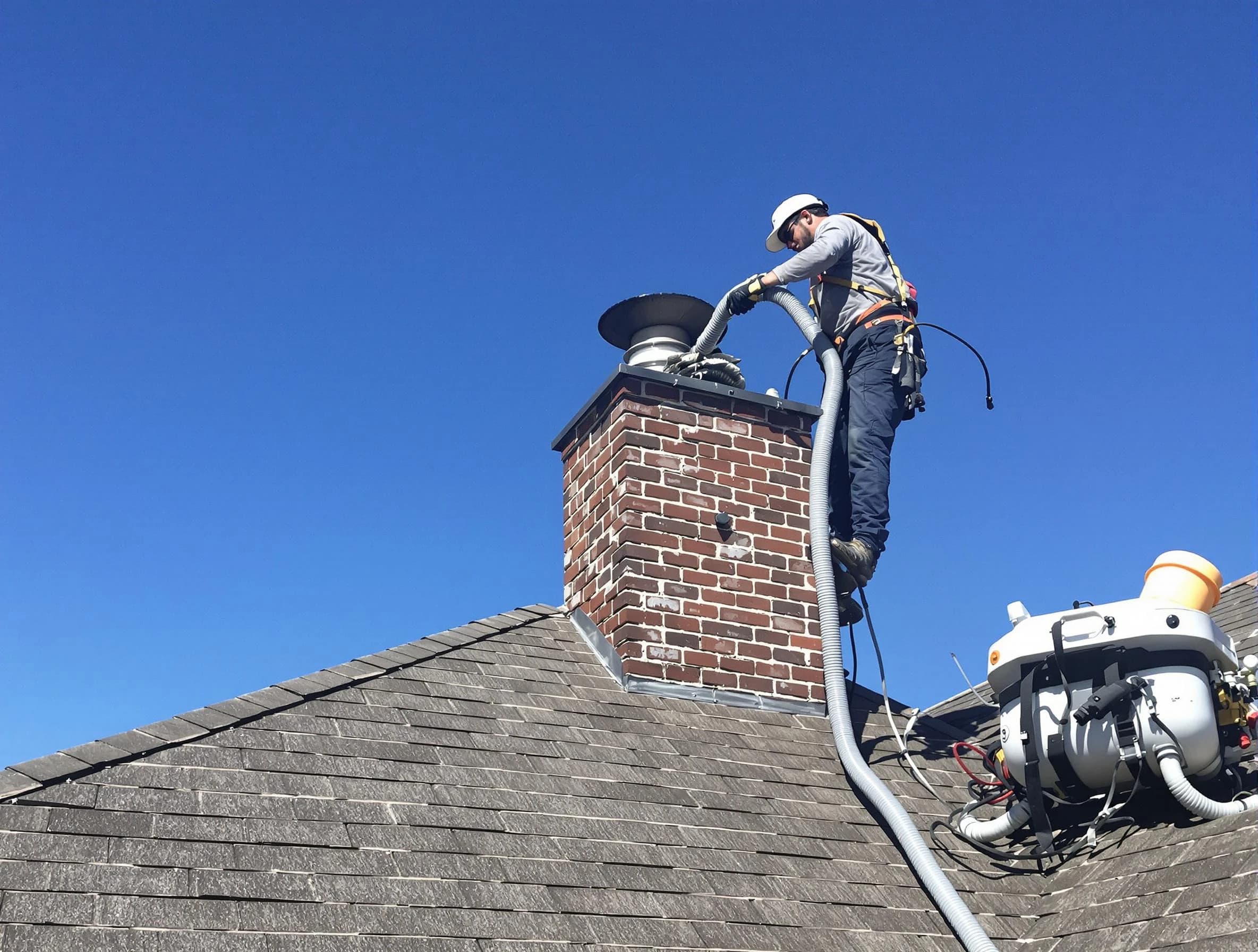 Dedicated Norman Chimney Sweep team member cleaning a chimney in Norman, OK