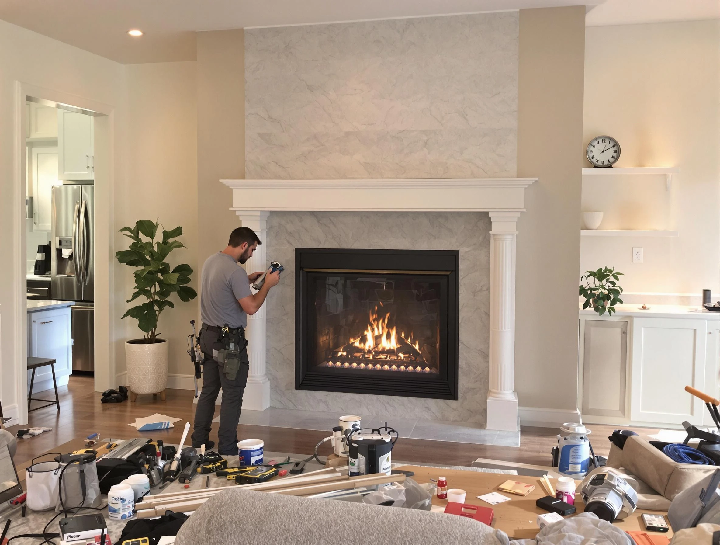 Newly installed fireplace by Norman Chimney Sweep in Norman, OK